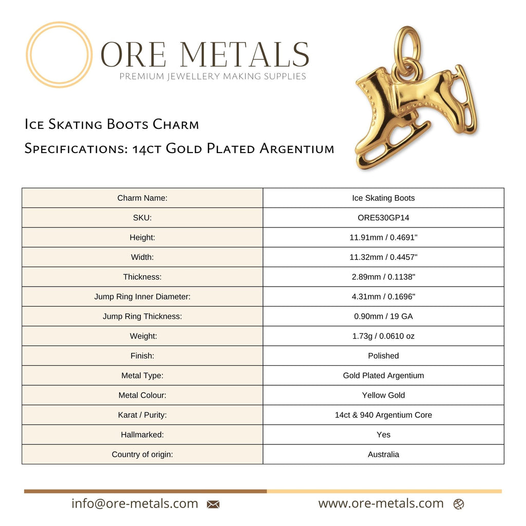 14ct Gold Plated - Ice Skating Boots Charm