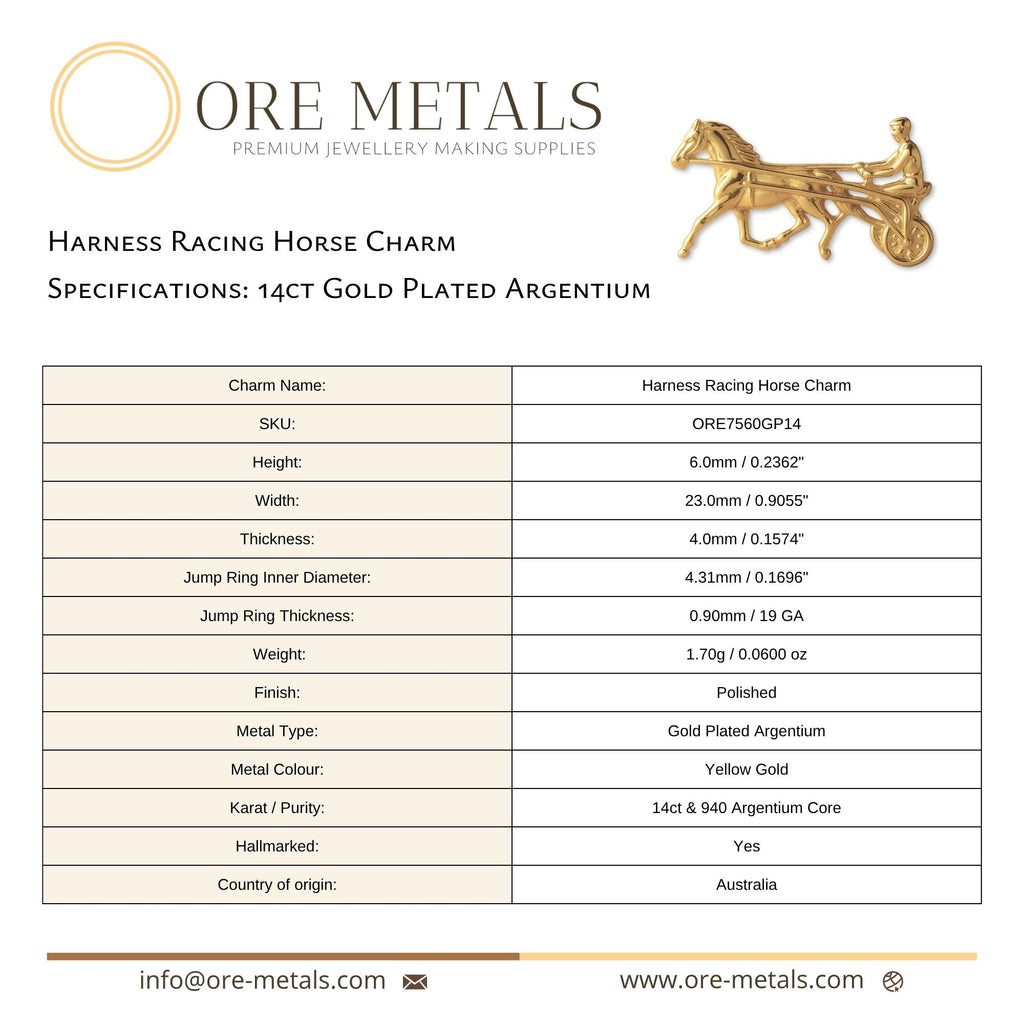 14ct Gold Plated - Harness Racing Horse Charm