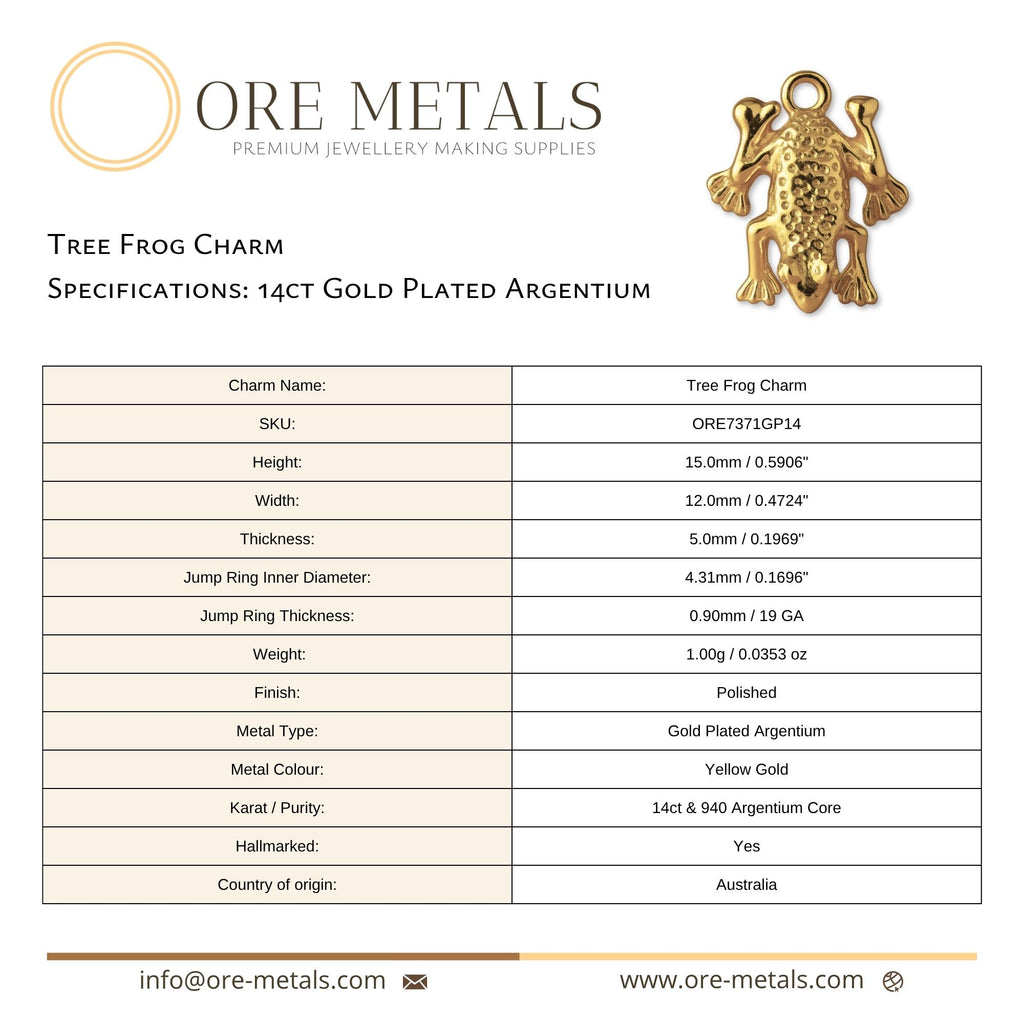 14ct Gold Plated - Tree Frog Charm