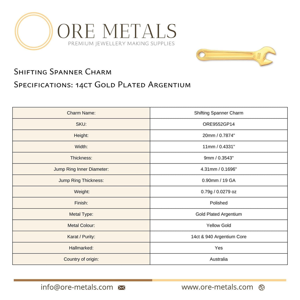 14ct Gold Plated - Shifting Spanner Charm