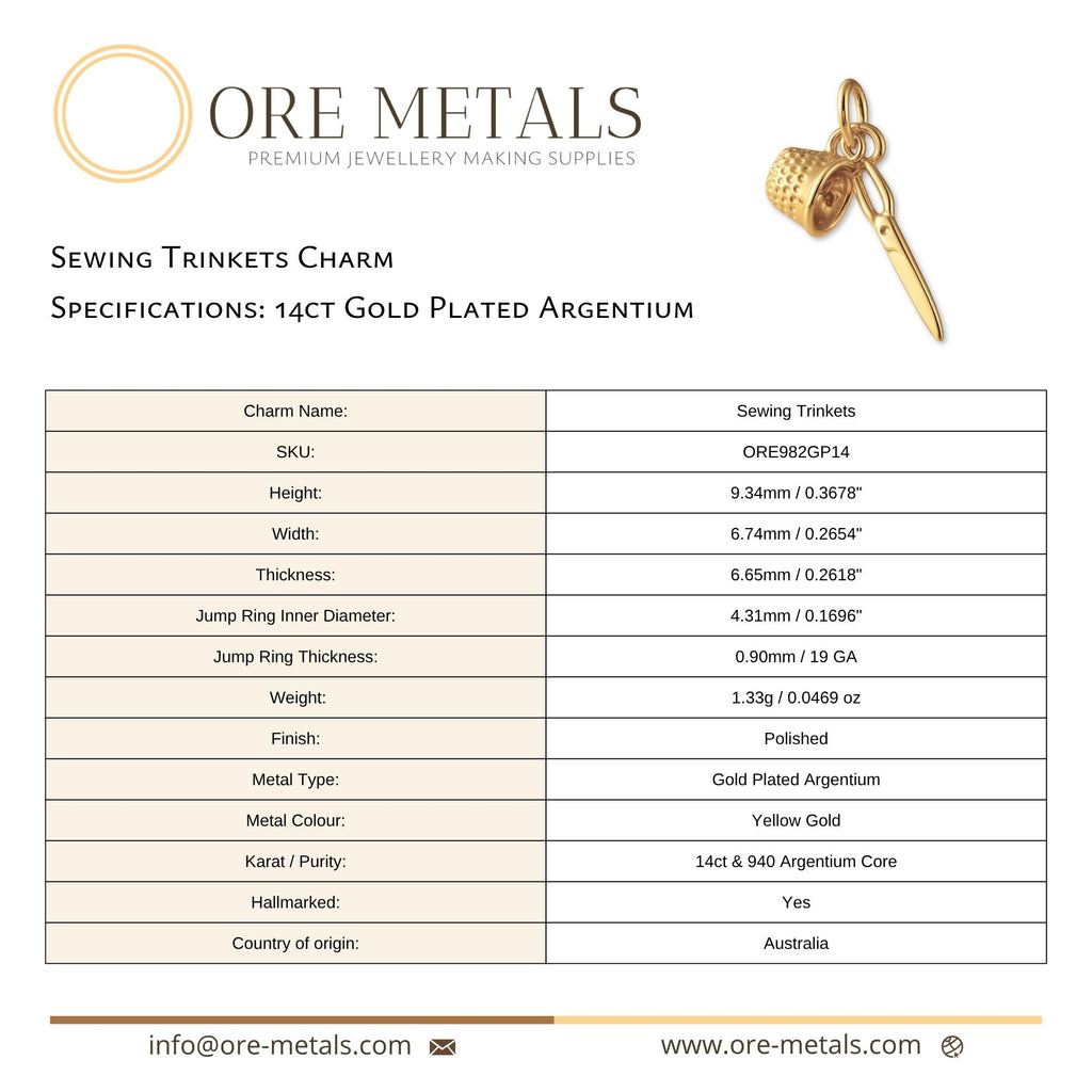 14ct Gold Plated - Sewing Trinkets Charm