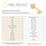 14ct Gold Plated - Baroque Filigree Key Charm