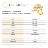 14ct Gold Plated - Snake Chinese Zodiac Charm