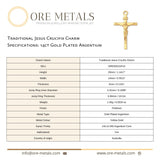 14ct Gold Plated - Traditional Jesus Crucifix Charm
