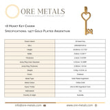 14ct Gold Plated - 18 Heart Key Charm