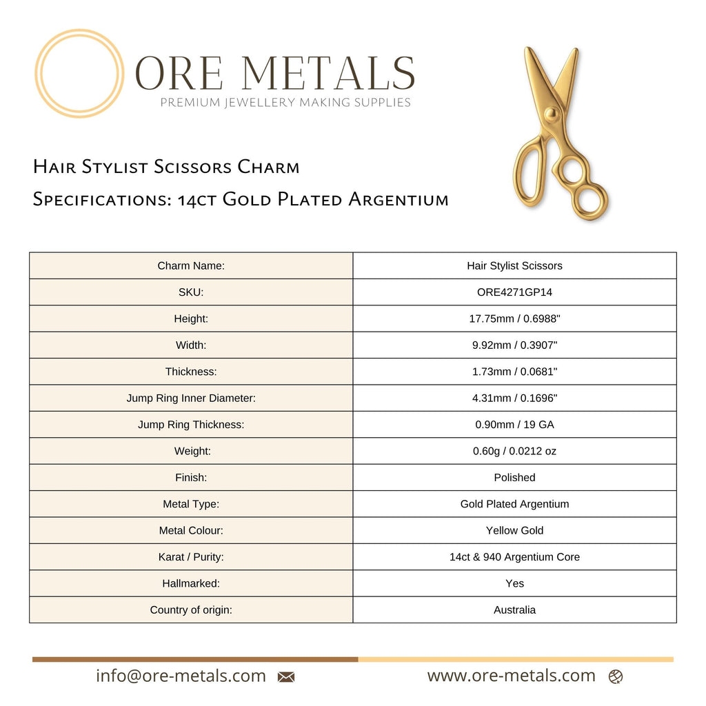 14ct Gold Plated - Hair Stylist Scissors Charm