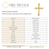 14ct Gold Plated - Paddle Crucifix Charm
