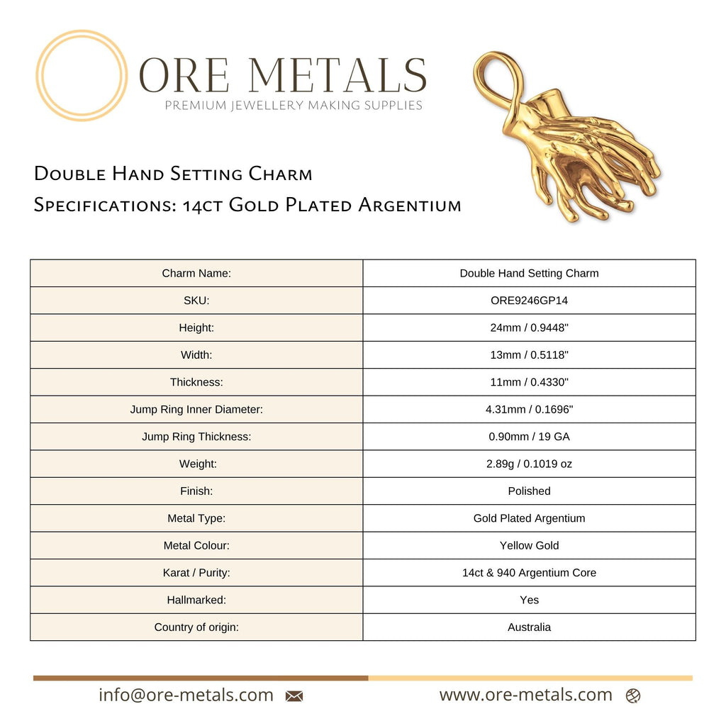 14ct Gold Plated - Double Hand Charm