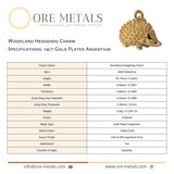 14ct Gold Plated - Woodland Hedgehog Charm