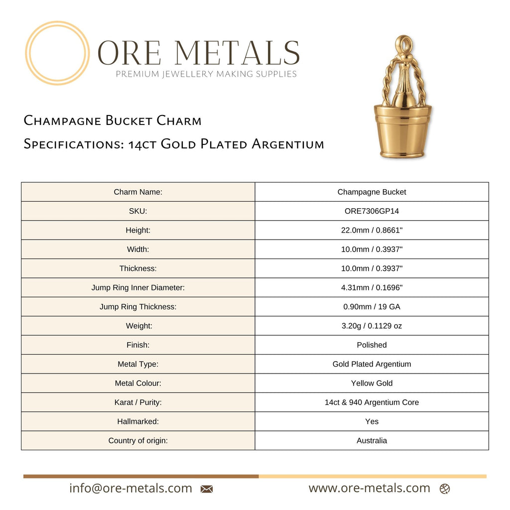 14ct Gold Plated - Champagne Bucket Charm