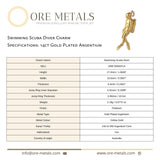 14ct Gold Plated - Swimming Scuba Diver Charm