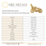 14ct Gold Plated - Vintage Motorbike Charm