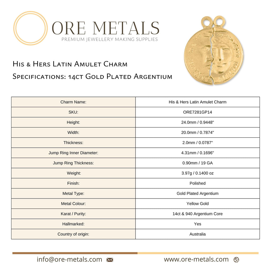 14ct Gold Plated - His & Hers Latin Amulet Charm