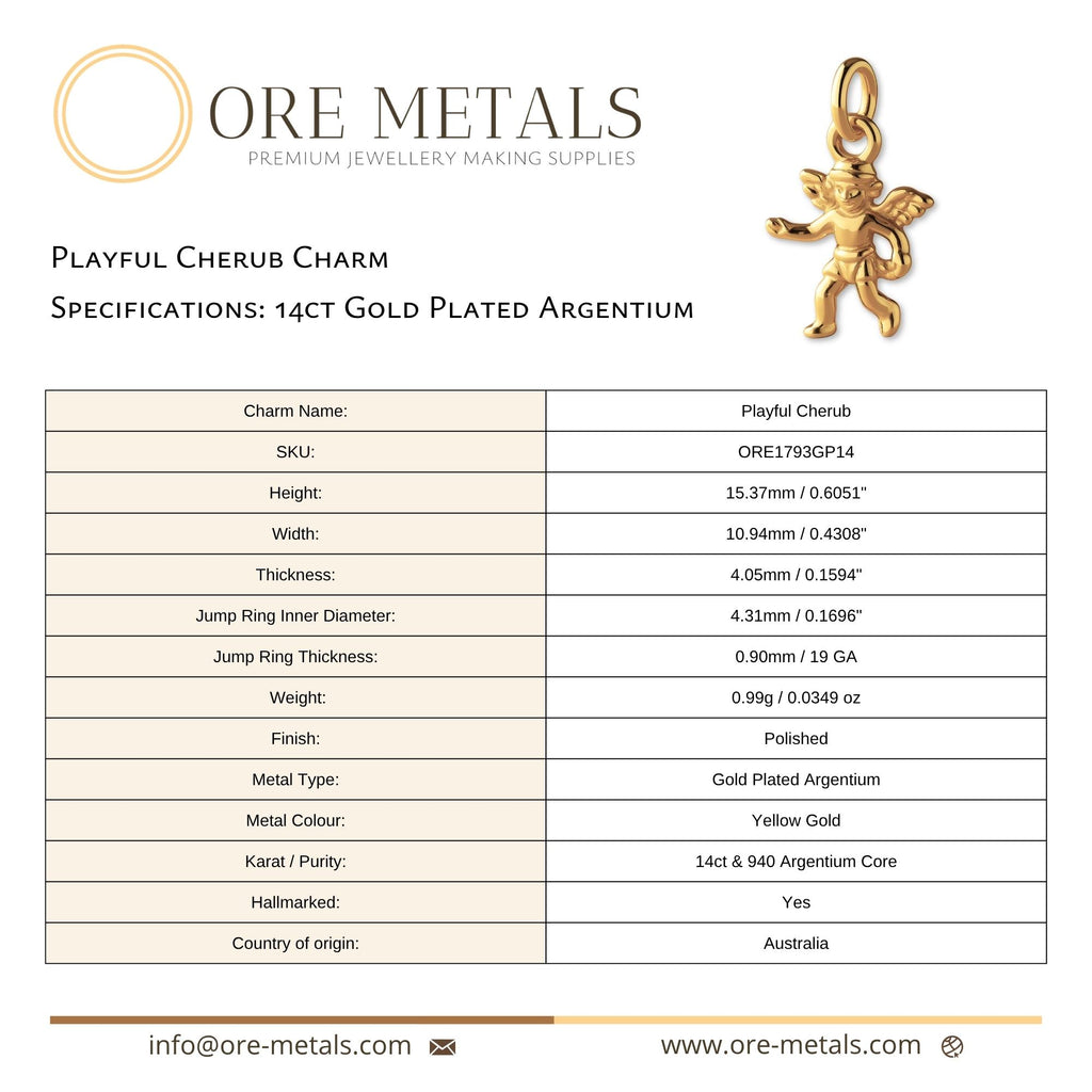 14ct Gold Plated - Playful Cherub Charm