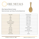 14ct Gold Plated - Mini Squash Racket Charm