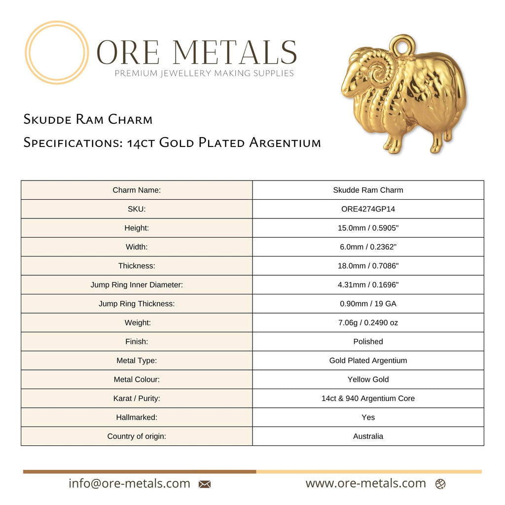 14ct Gold Plated - Skudde Ram Charm