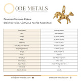 14ct Gold Plated - Prancing Unicorn Charm
