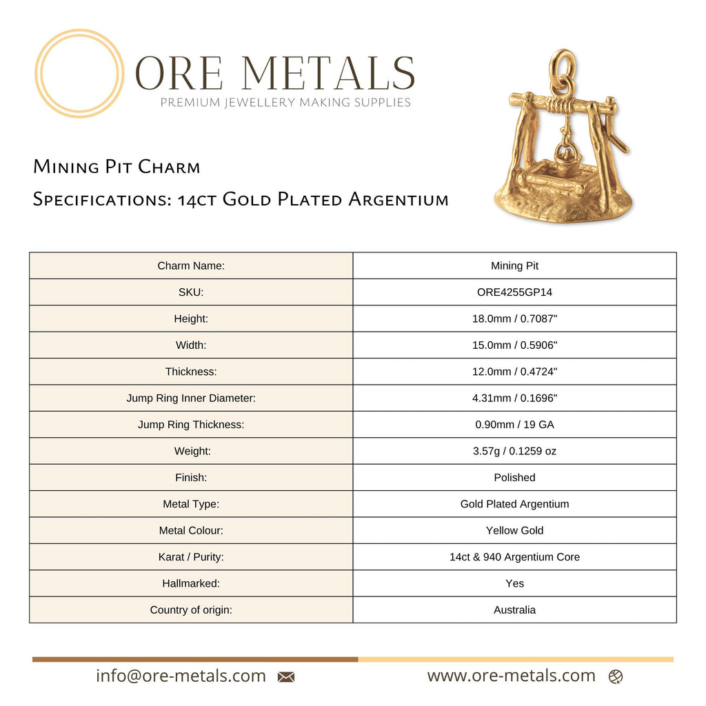14ct Gold Plated - Mining Pit Charm