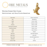 14ct Gold Plated - Western Cowboy Boot Charm