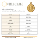 14ct Gold Plated - 18 Button Coin Charm