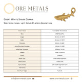 14ct Gold Plated - Great White Shark Charm