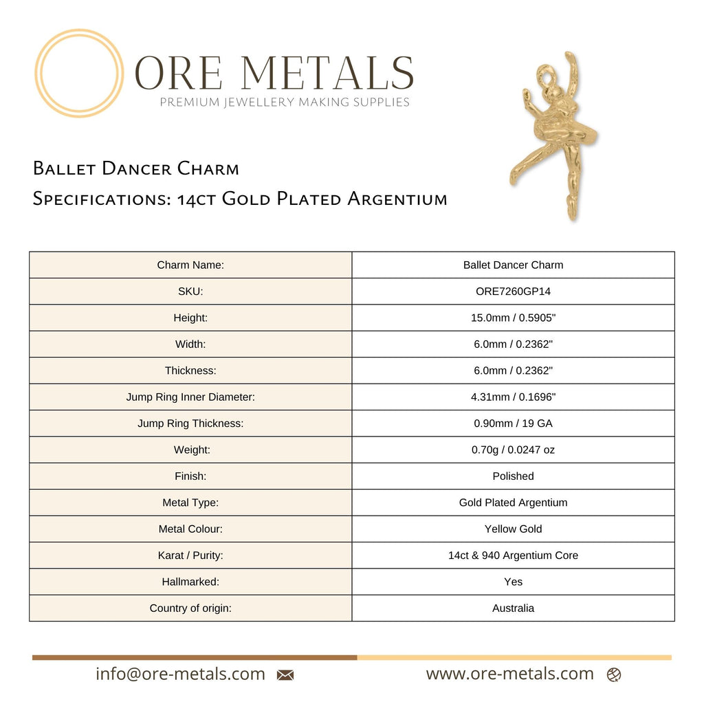14ct Gold Plated - Ballet Dancer Charm