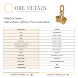 14ct Gold Plated - Twin Dice Charm