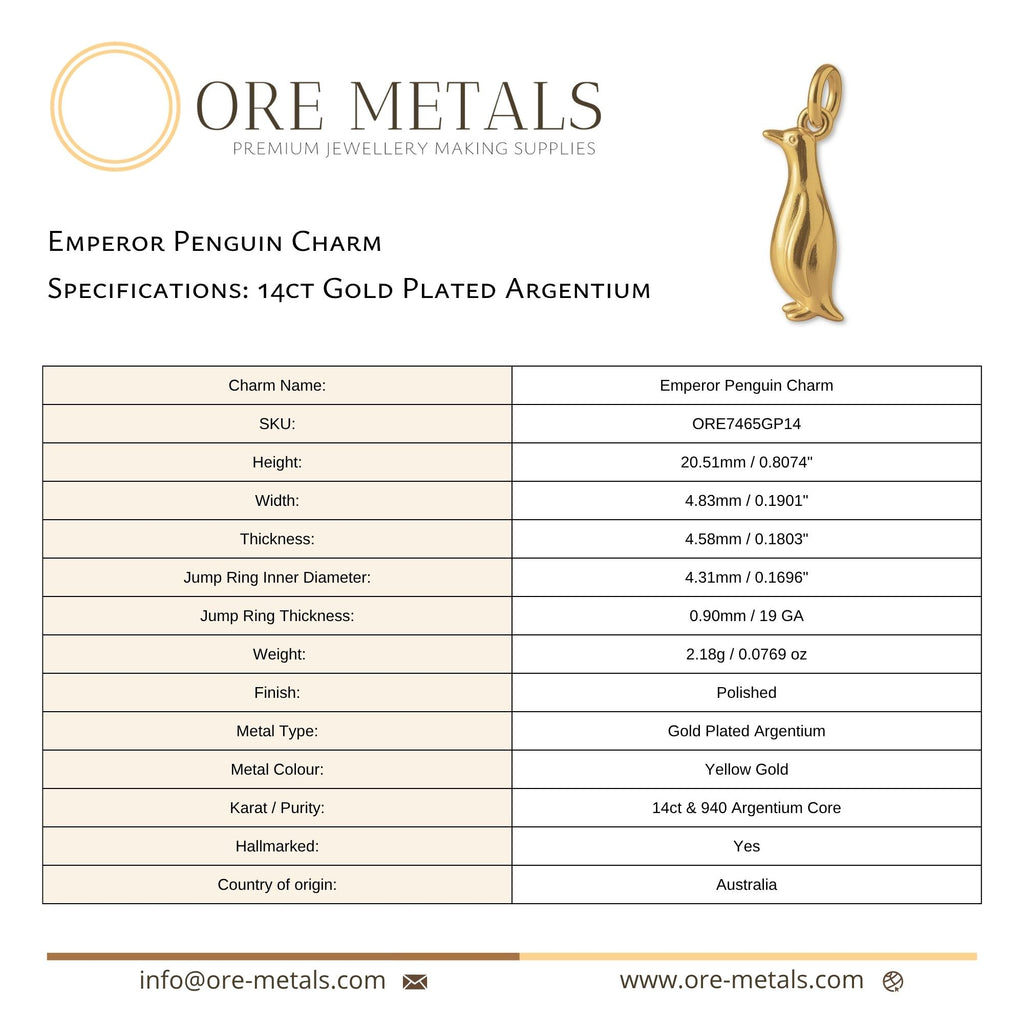 14ct Gold Plated - Emperor Penguin Charm