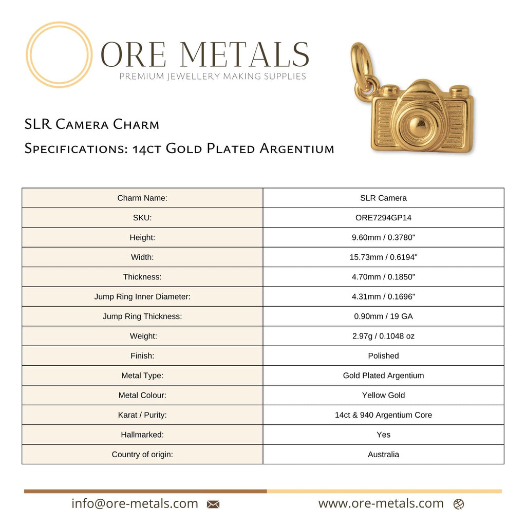 14ct Gold Plated - SLR Camera Charm