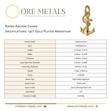 14ct Gold Plated - Roped Anchor Charm