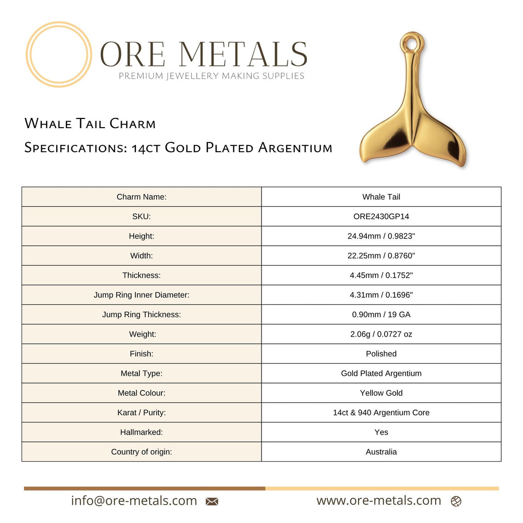 14ct Gold Plated - Whale Tail Charm