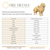 14ct Gold Plated - Australian Shepherd Dog Charm