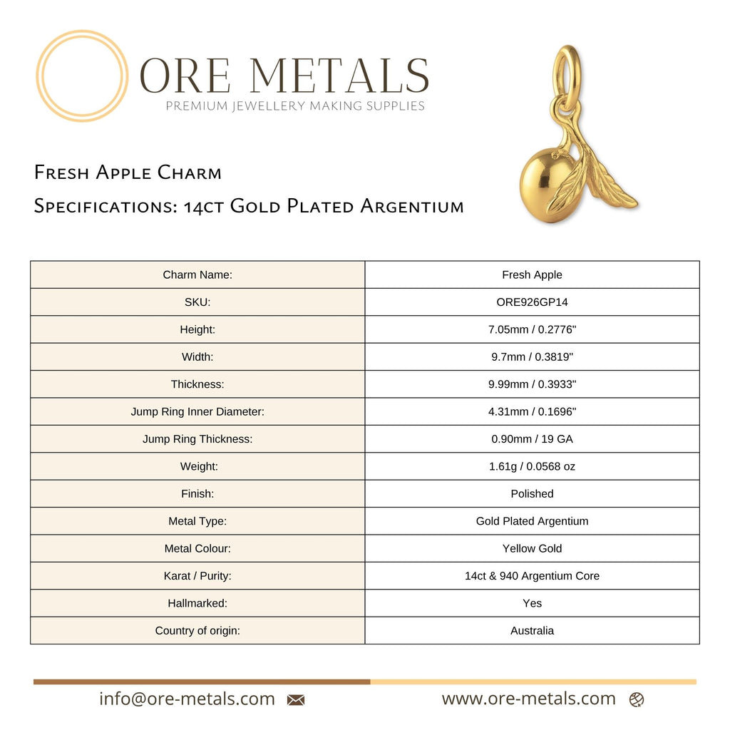 14ct Gold Plated - Fresh Apple Charm