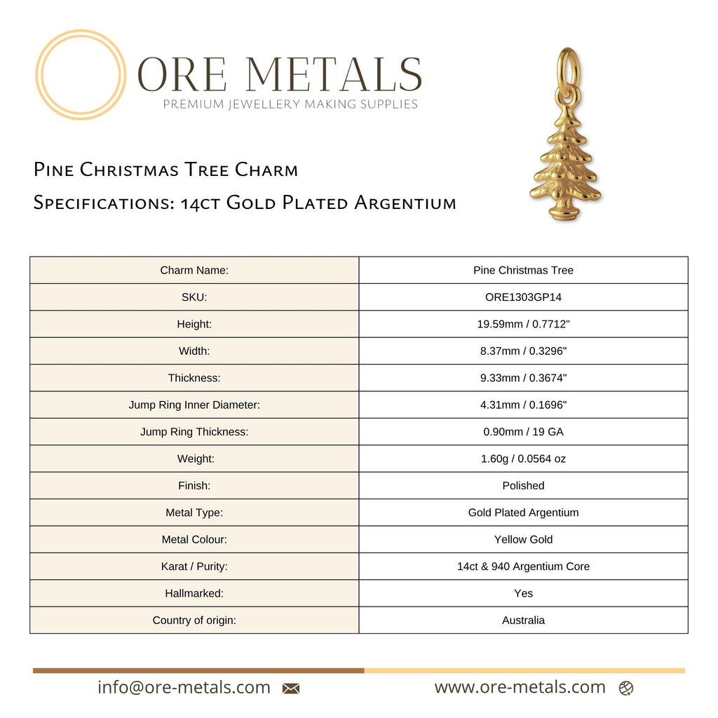 14ct Gold Plated - Pine Christmas Tree Charm