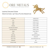 14ct Gold Plated - Leaping Unicorn Charm