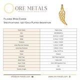 14ct Gold Plated - Filigree Wing Charm