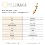 14ct Gold Plated - Arabian Scimitar Charm