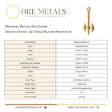 14ct Gold Plated - Medieval Battle Axe Charm