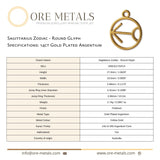 14ct Gold Plated - Sagittarius Zodiac Round Charm