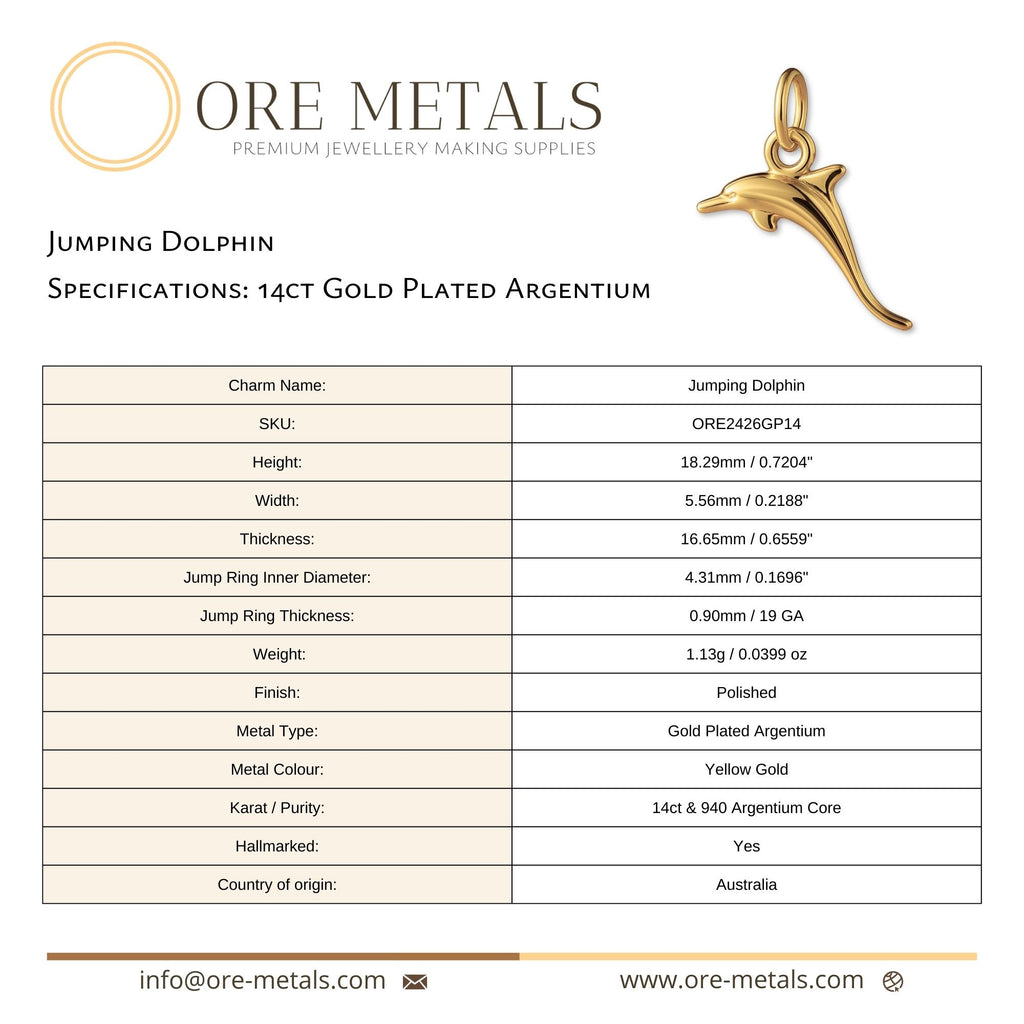 14ct Gold Plated - Jumping Dolphin Charm