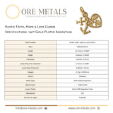 14ct Gold Plated - Rustic Faith, Hope & Love Charm