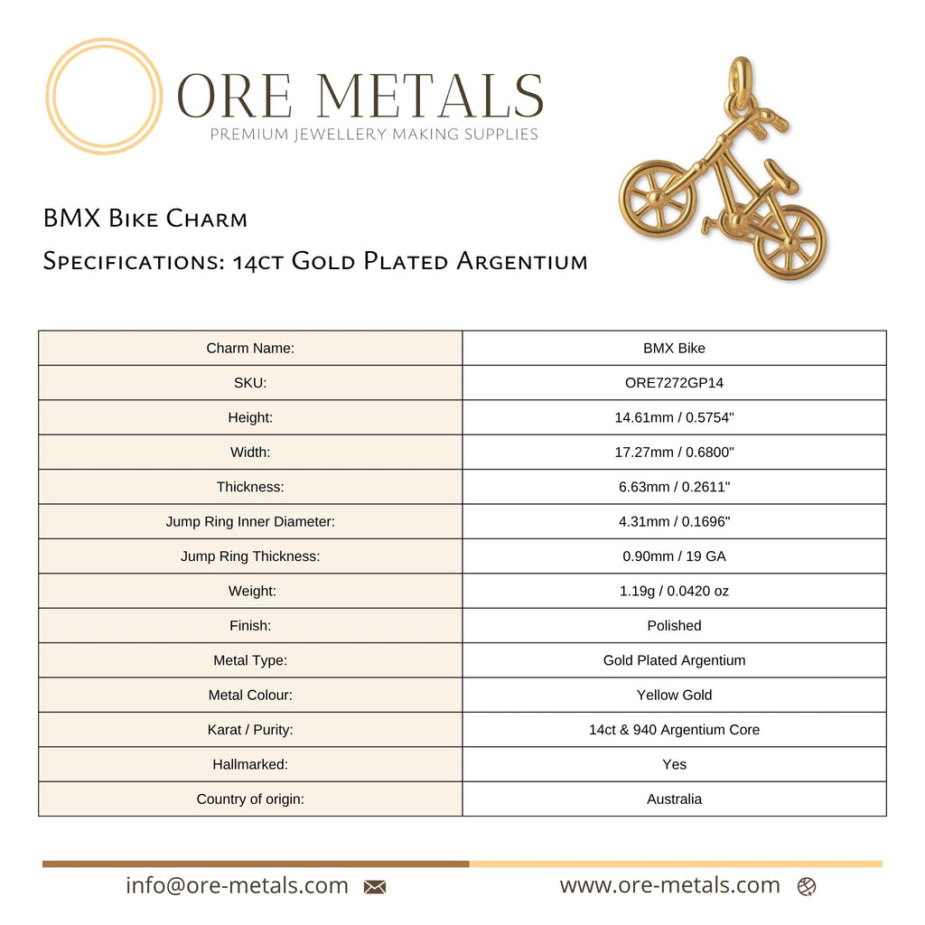 14ct Gold Plated - BMX Bike Charm