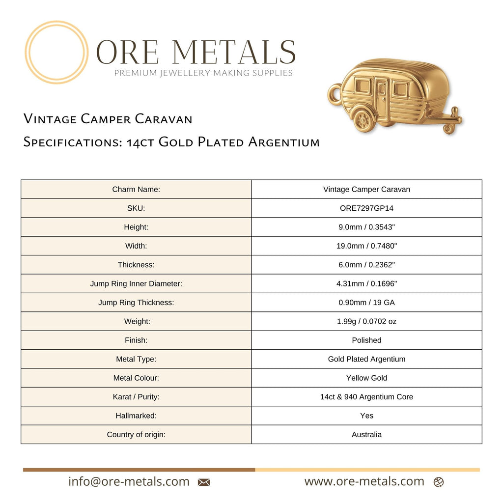 14ct Gold Plated - Vintage Camper Caravan Charm