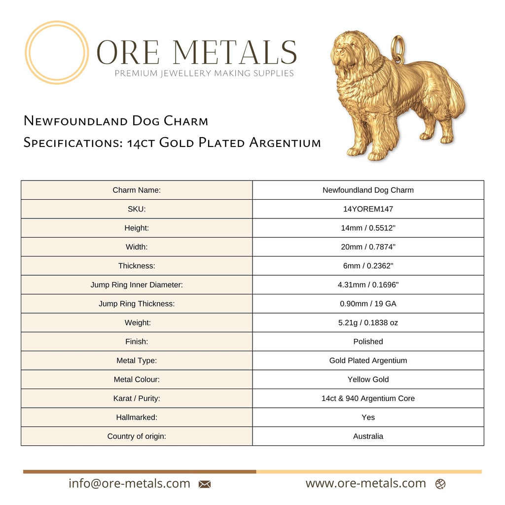 14ct Gold Plated - Newfoundland Dog Charm