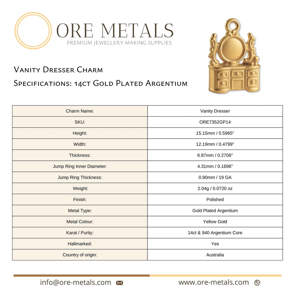 14ct Gold Plated - Vanity Dresser Charm