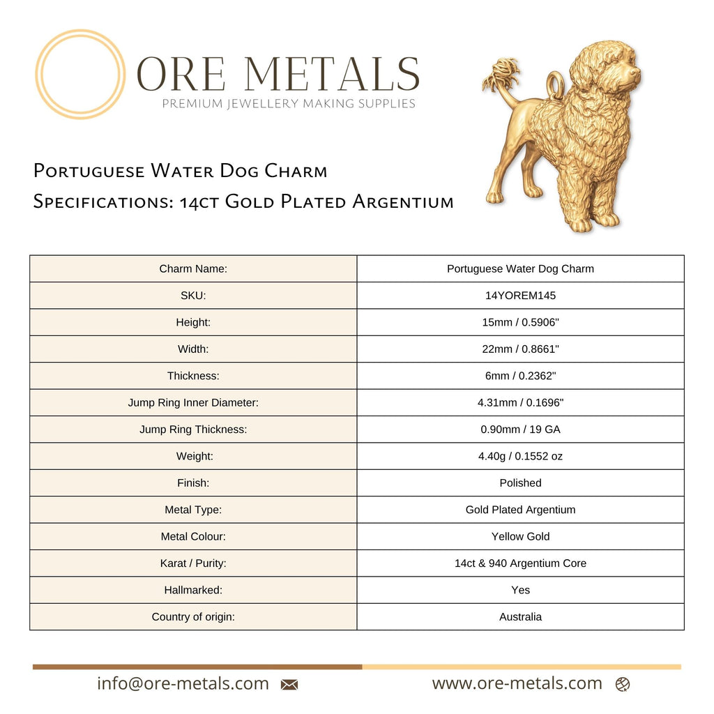 14ct Gold Plated - Portuguese Water Dog Charm