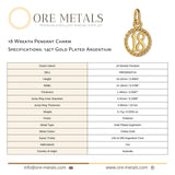 14ct Gold Plated - 18 Wreath Pendant Charm