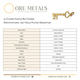 14ct Gold Plated - 21 Clover Castle Key Charm