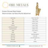 14ct Gold Plated - Classic Column Harp Charm