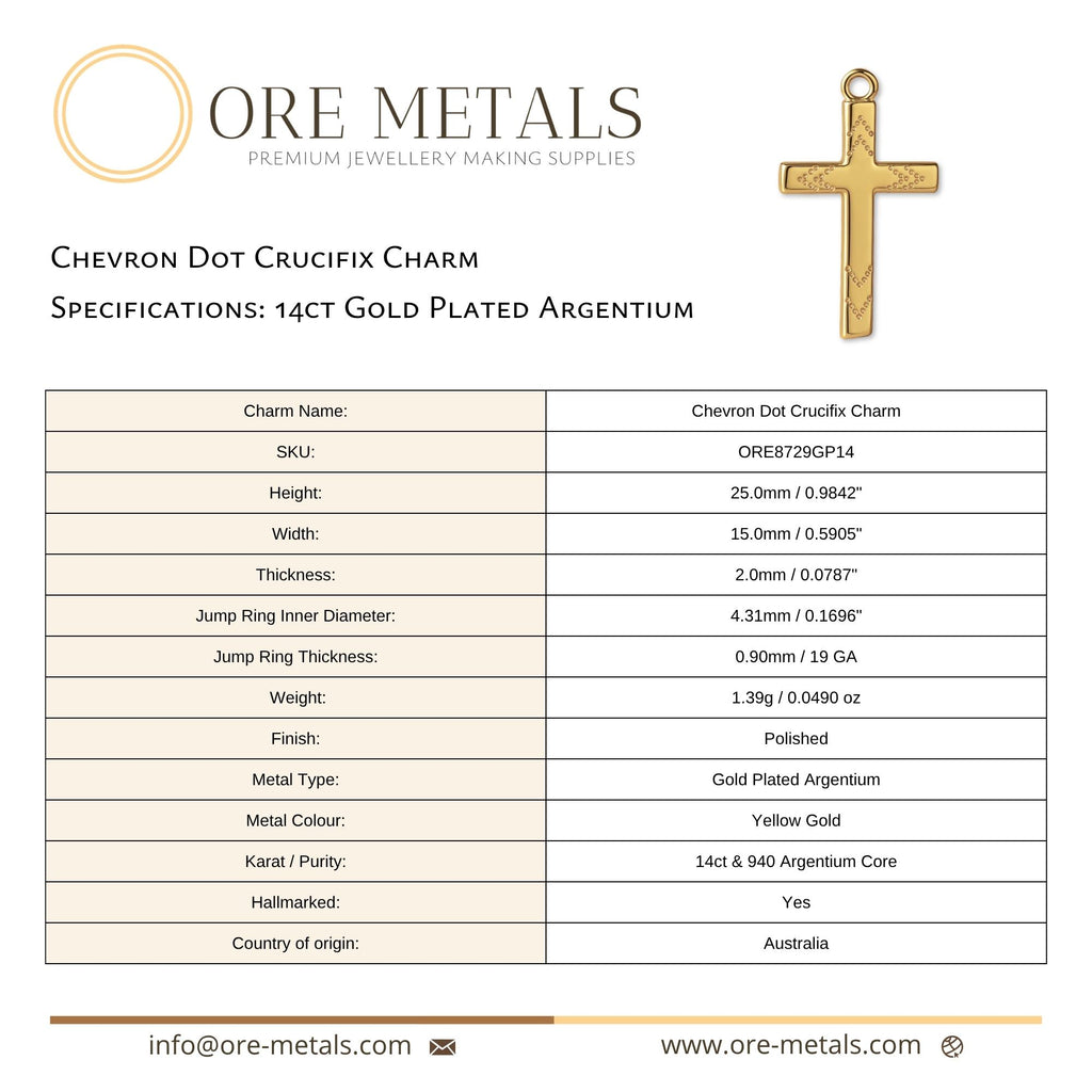 14ct Gold Plated - Chevron Dot Crucifix Charm